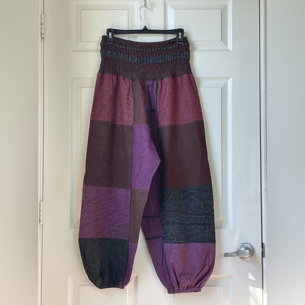Purple Patchwork All Natural 100% Cotton Harem Pant - Picture 3 of 16